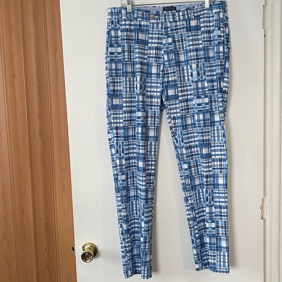 Peter Millar Crown Crafted blue madras performance trousers. - Picture 4 of 8